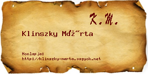 Klinszky Márta névjegykártya